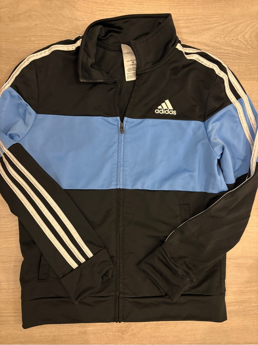 adidas Kids Black and Light Blue Colorblock Track Jacket